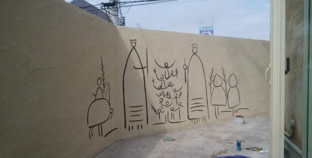 2017-08_海老名市_スペイン風建物_エージング塗装_モルタル造形